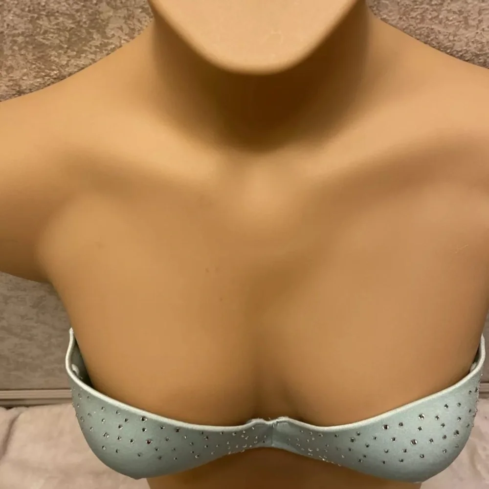 Victoria's Secret Light Blue Rhinestone Strapless Bikini Top